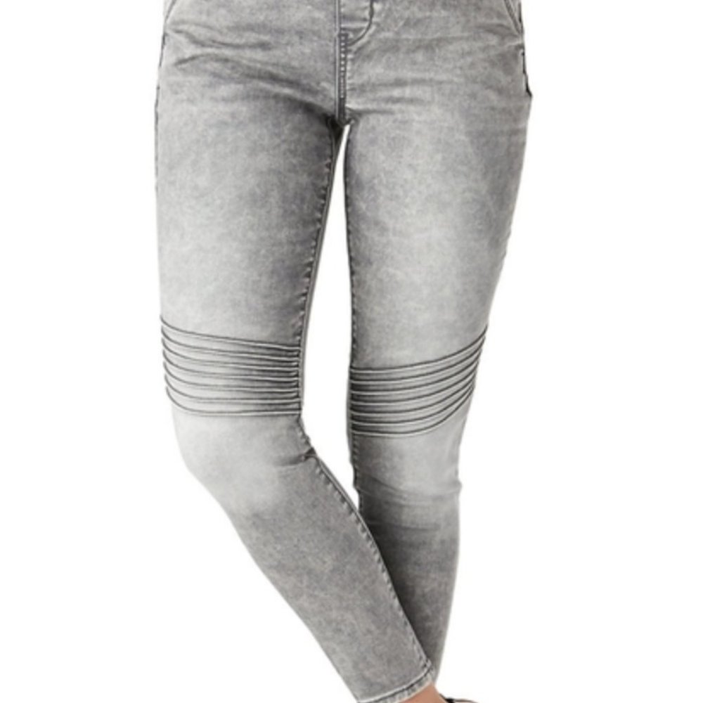 Levi's Denizen Gray Acid Wash High-Rise Moto Crop Jegging Skinny Jeans